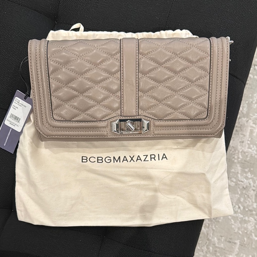 BCBGMAXAZRIA Quilted Beige Love Clutch with straps - new with tag